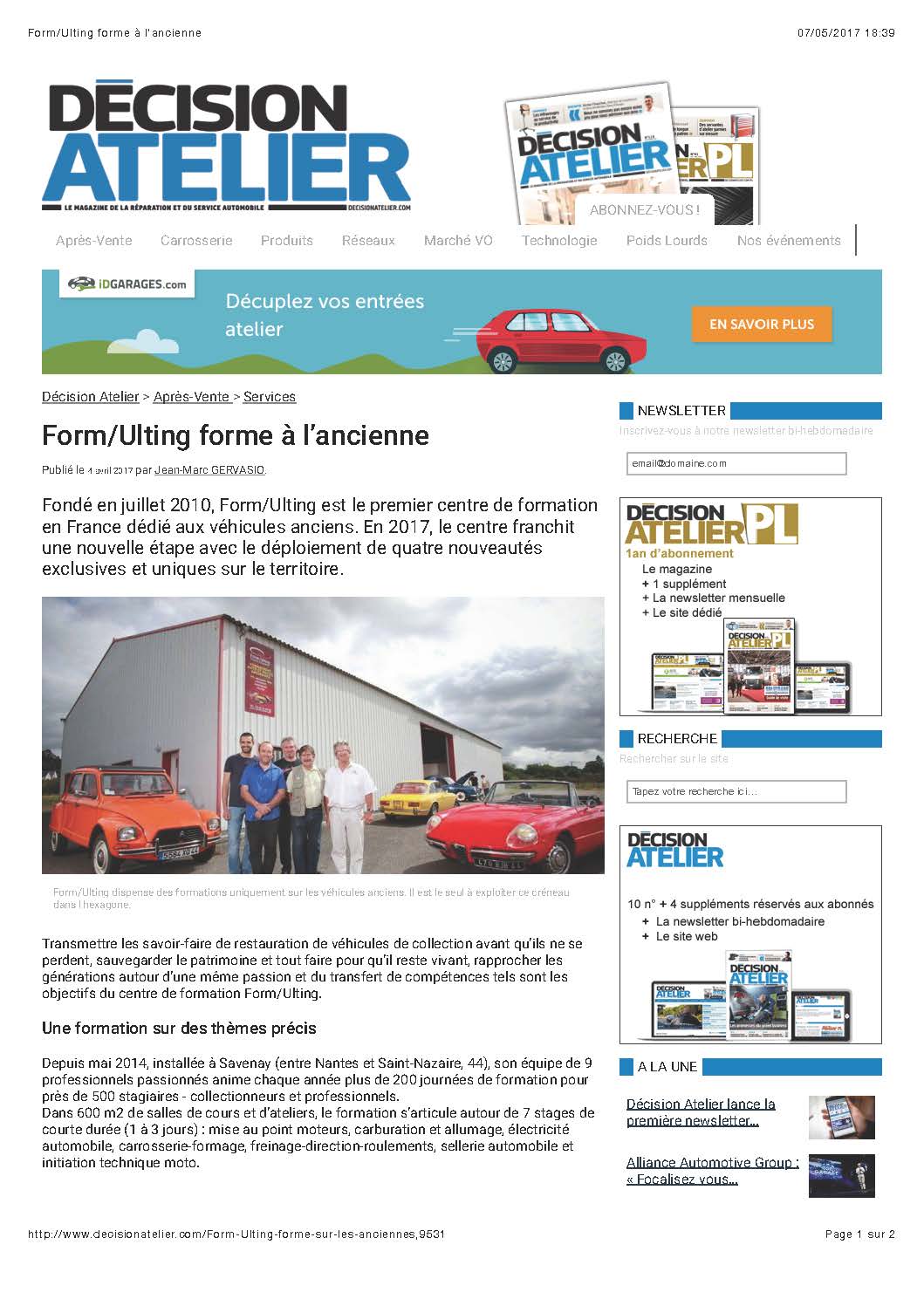 Decision Atelier Formulting forme ancienne Page 1