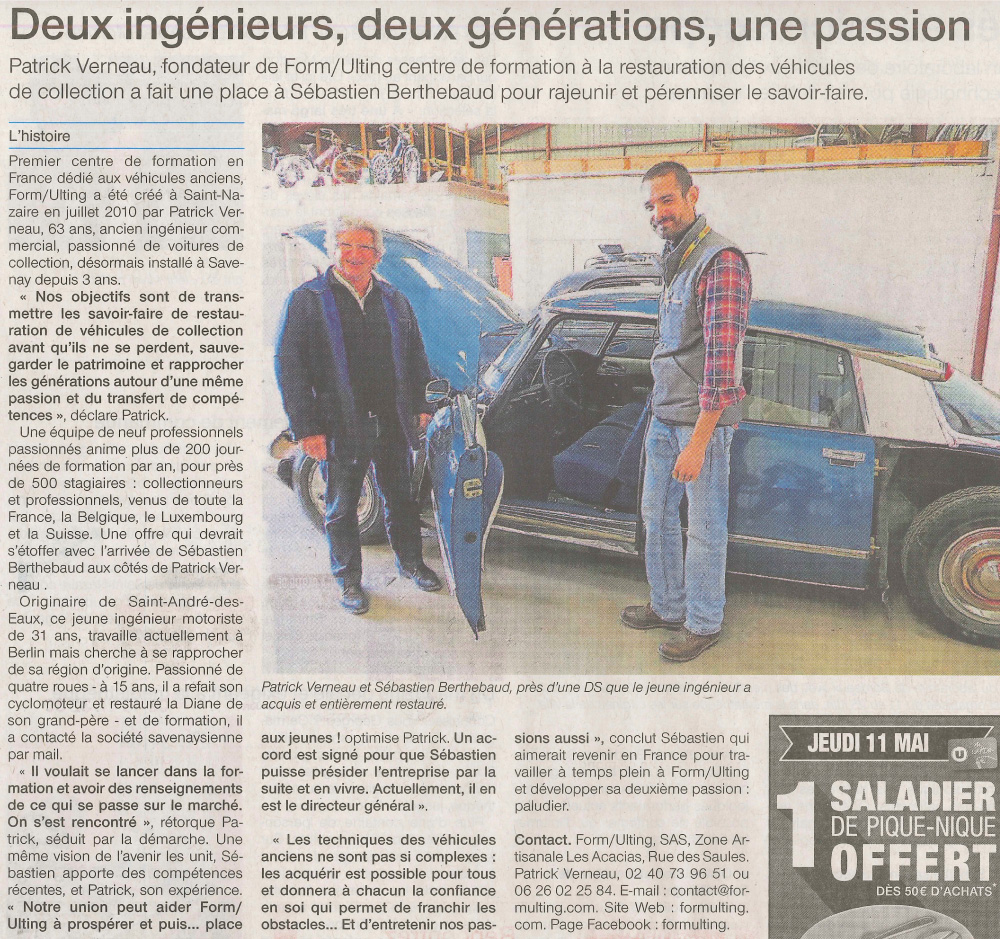 Ouest France 170510 2 ingenieurs 2 generations une passion